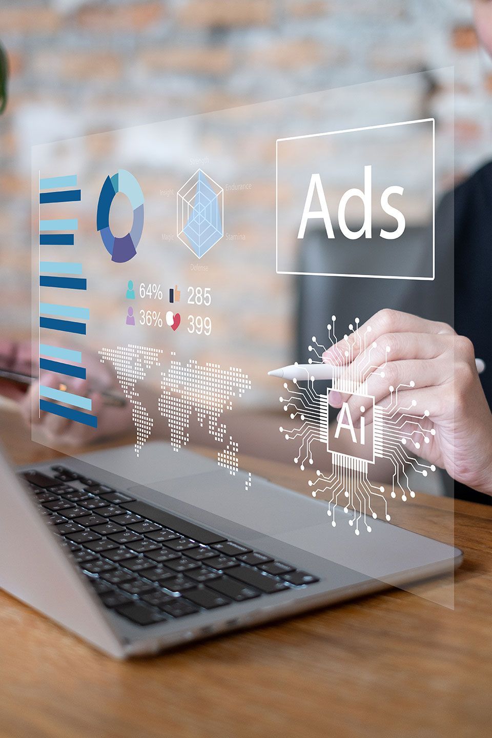 Businessman online advertising digital marketing strategy data analysis dashboard information report corporate e-business business technology concept