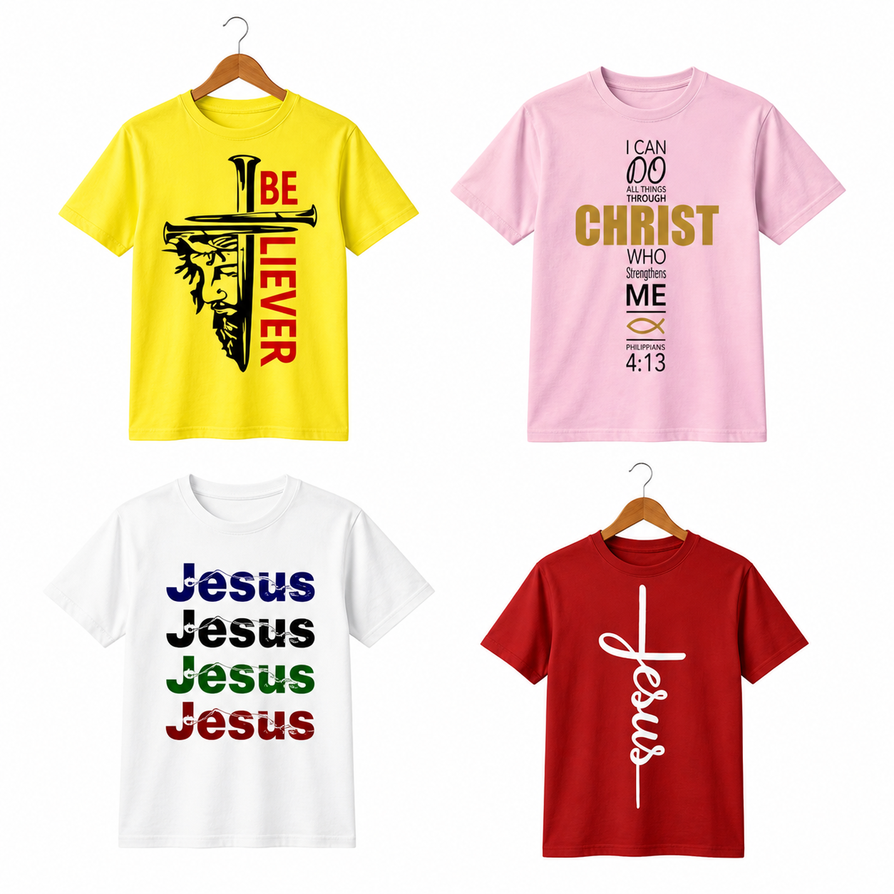 Scripture Encouragement T-Shirt Bundle – Set of 4