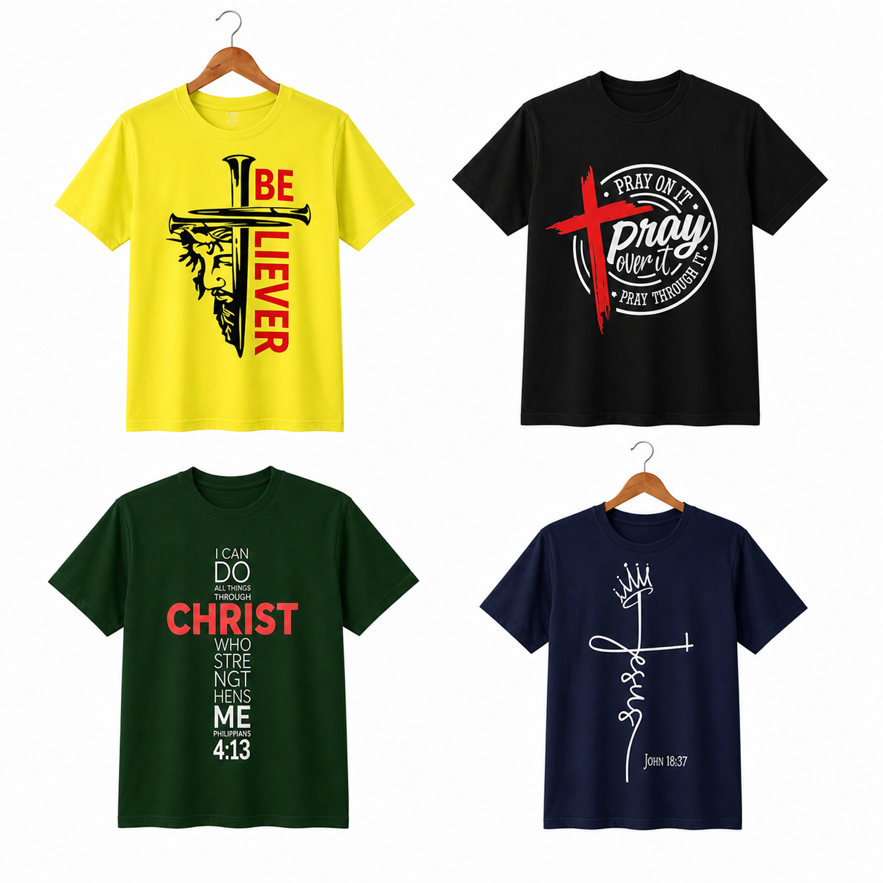 Prayer & Believer T-Shirt Bundle – Set of 4