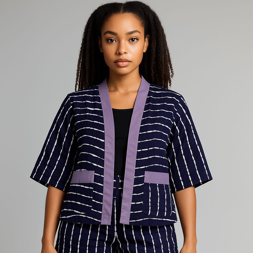 Elegant Kimono Jacket & Shorts Set Afro-Fusion Style