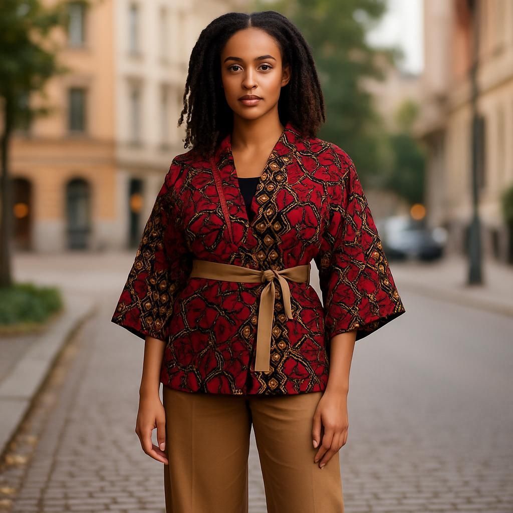 Nigerian Print Kimono Pants Set