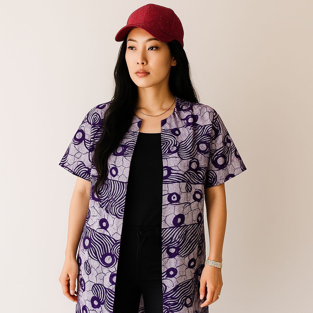 Three-Quarter Length Purple Kimono
