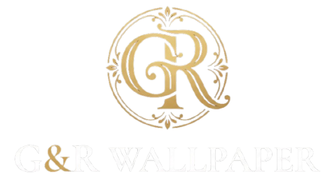 Gold ornate CR monogram logo with &ldquo;G&R Wallpaper&rdquo; text on a white background