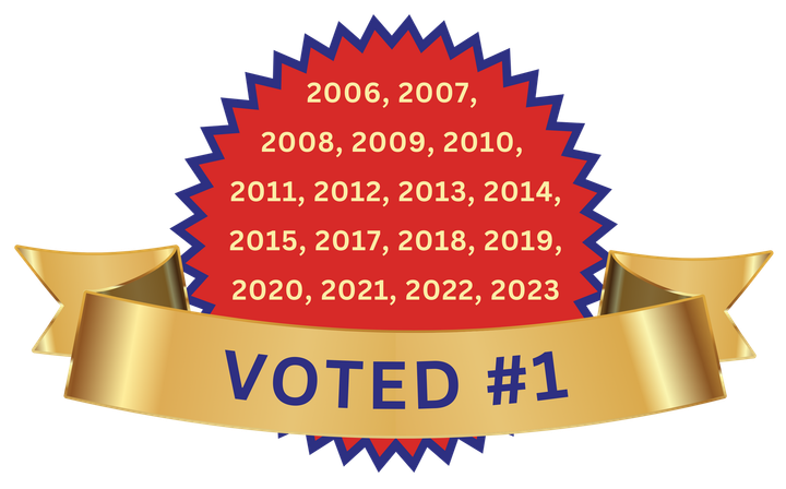A badge that says voted # 1 on it