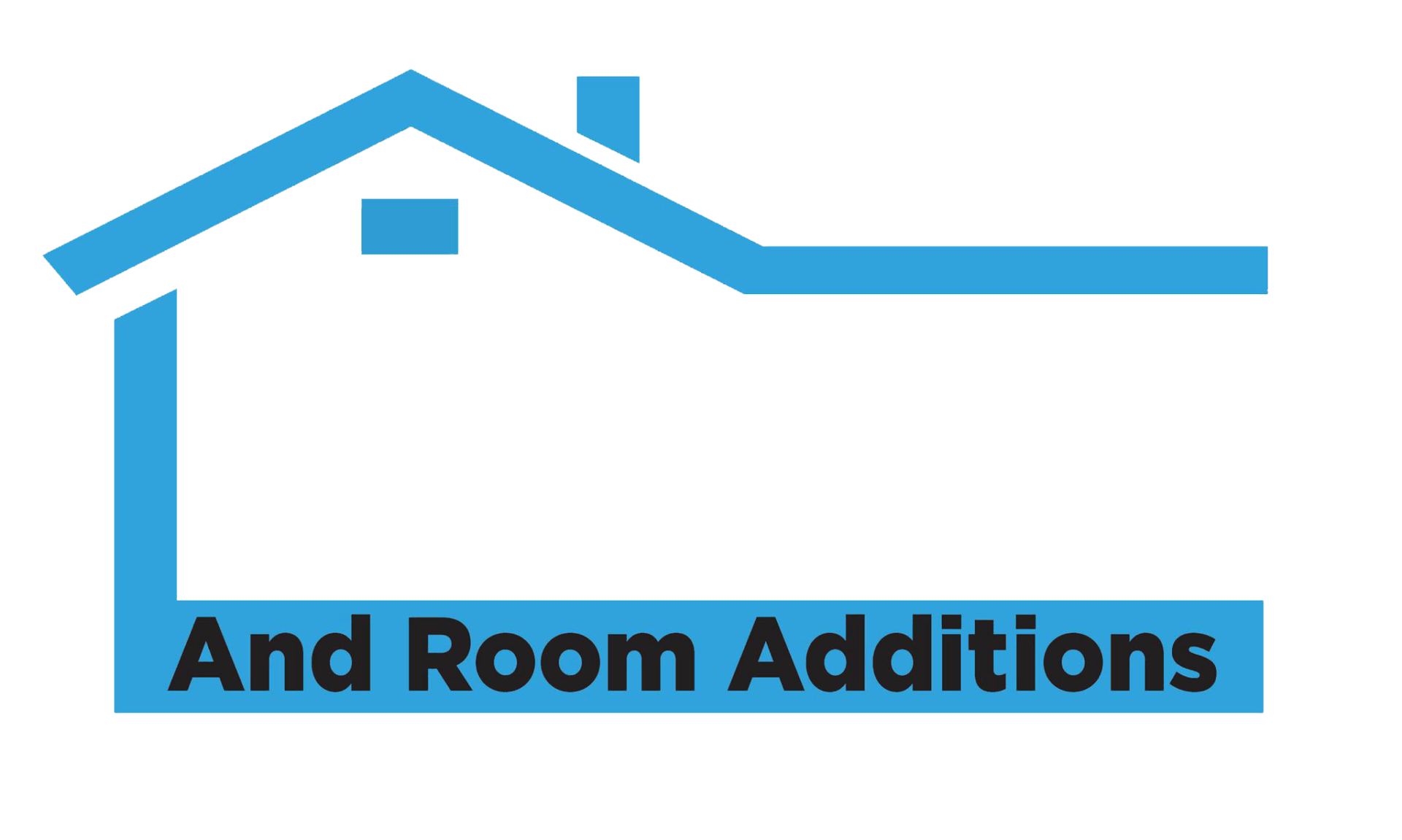 The logo for and room additions is a blue house with a roof.
