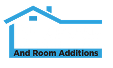 The logo for and room additions is a blue house with a roof.