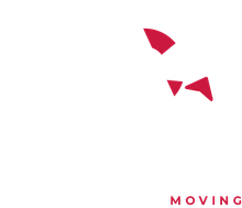 Red abstract shapes, "Moving" text.
