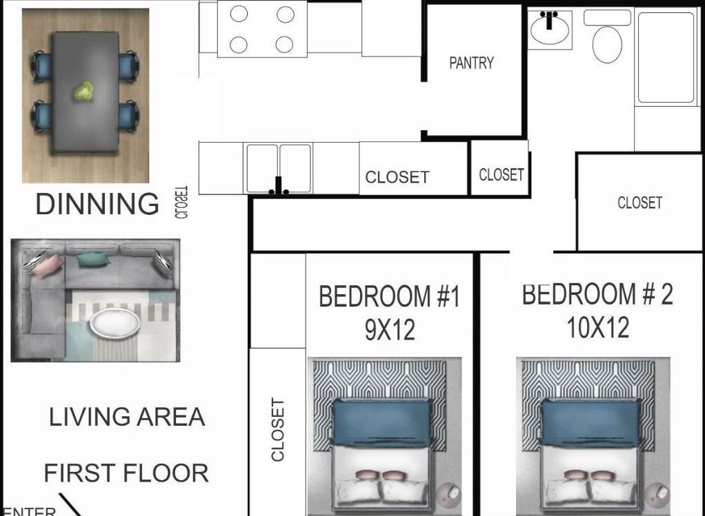 2 Bed | 2 bath - 760sf