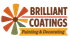 Logo for Brilliant Coatings: colorful windmill, text
