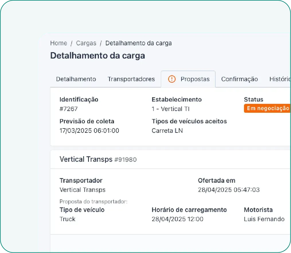 Contratação de fretes sem burocracia