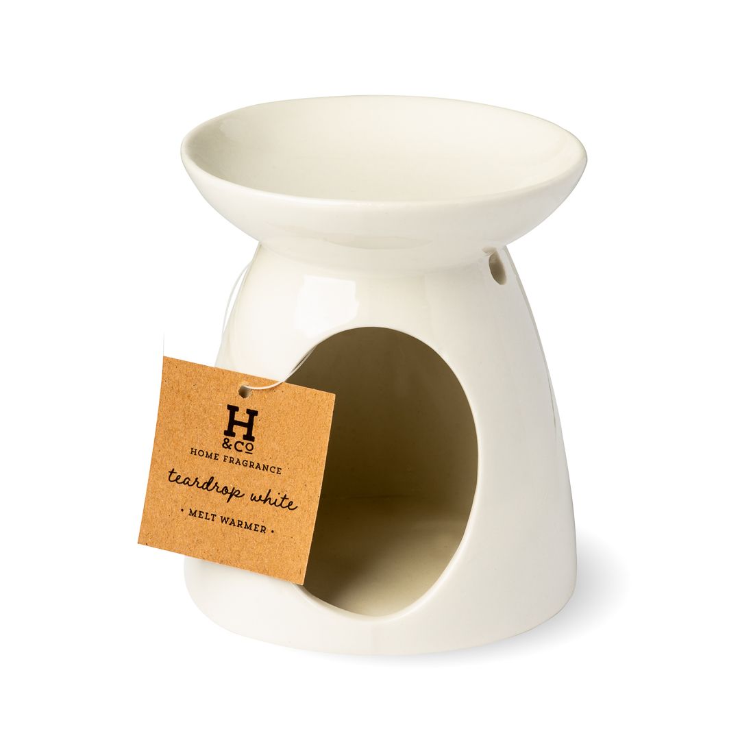 white teardrop wax melt burner