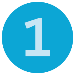 Blue circle with a white number 1 in the center