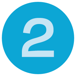 Blue circle with a white number 2 in the center