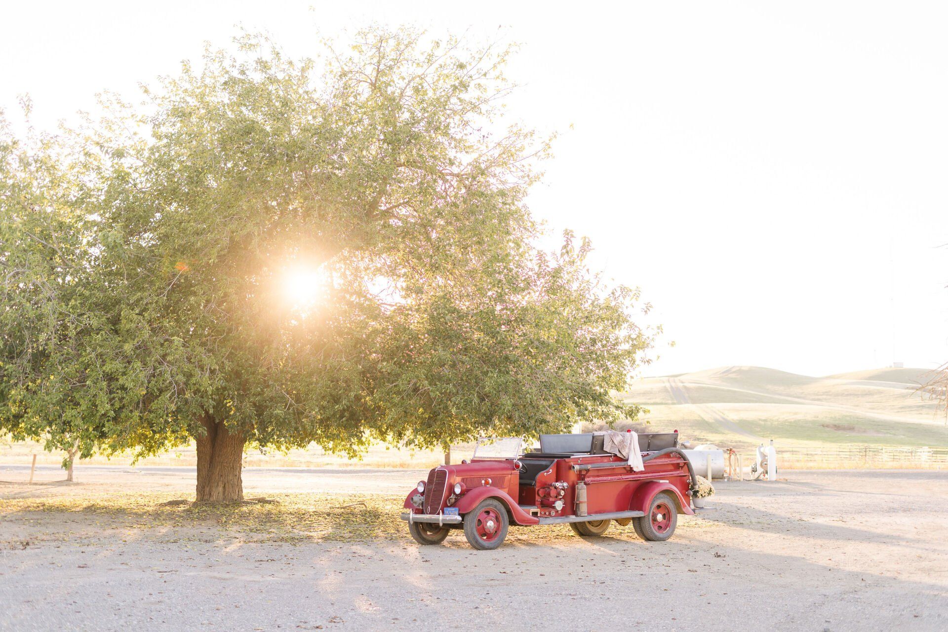 antique red truck
