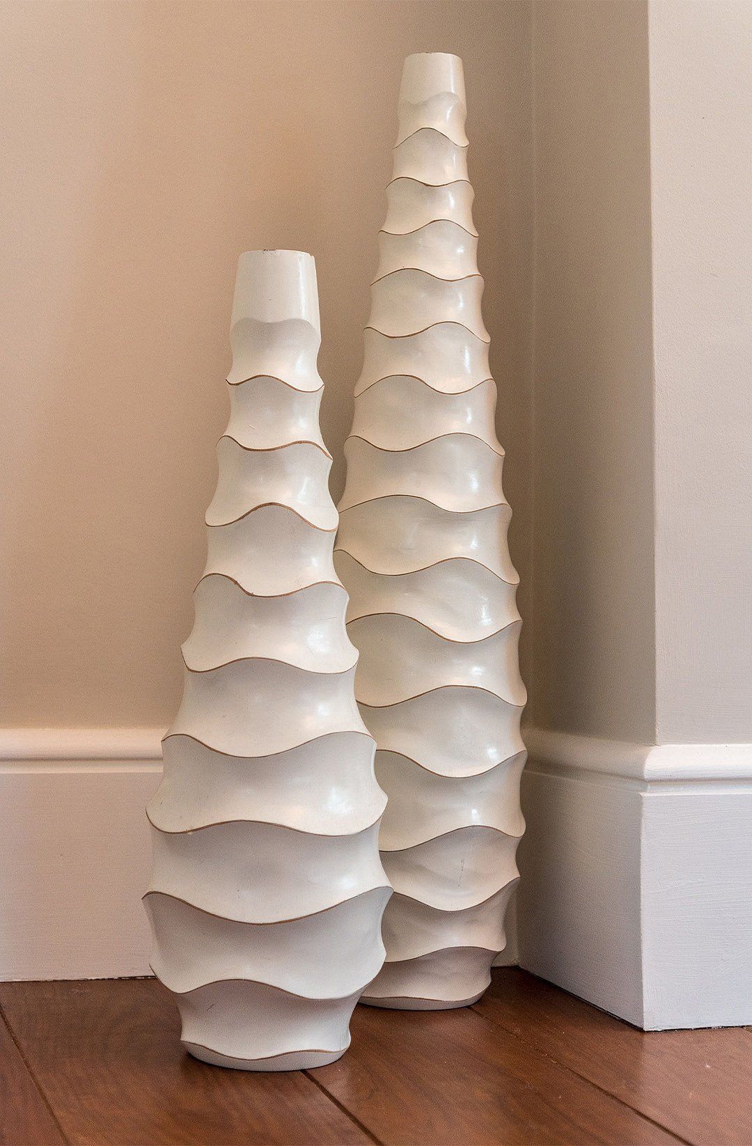 Flower vases closeup interior design