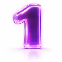 Purple glowing number one.