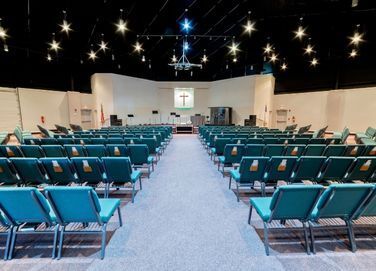 church interior with lots of chairs