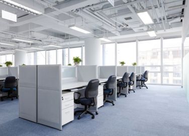 interior view of office desks