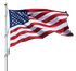 The American flag waving on a silver flagpole against a white background. The American flag waving on a silver flagpole against a white background.