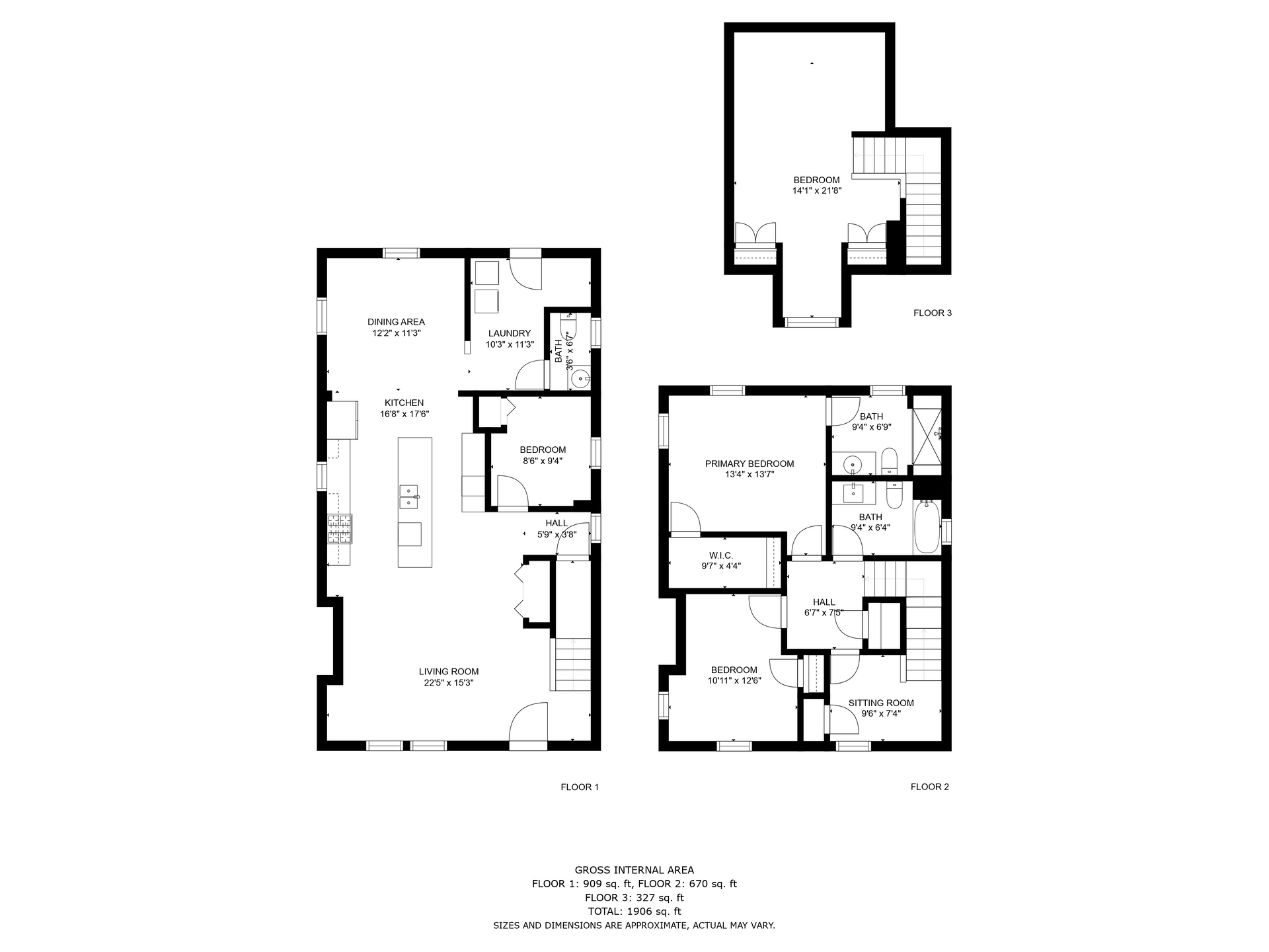 A black and white floor plan of a house on a white background.
