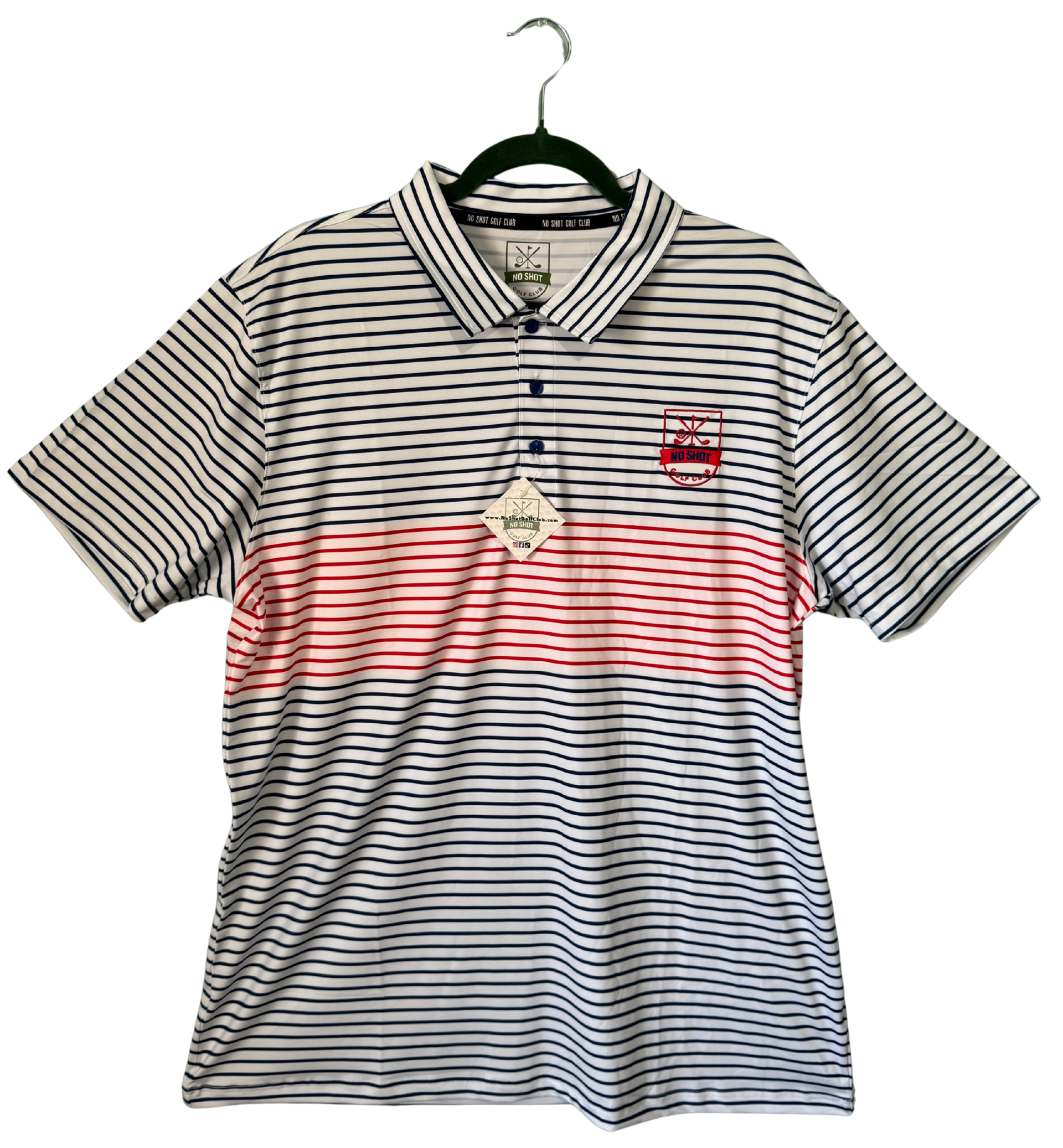 Signature Embroidered Polo – White, Navy & Red