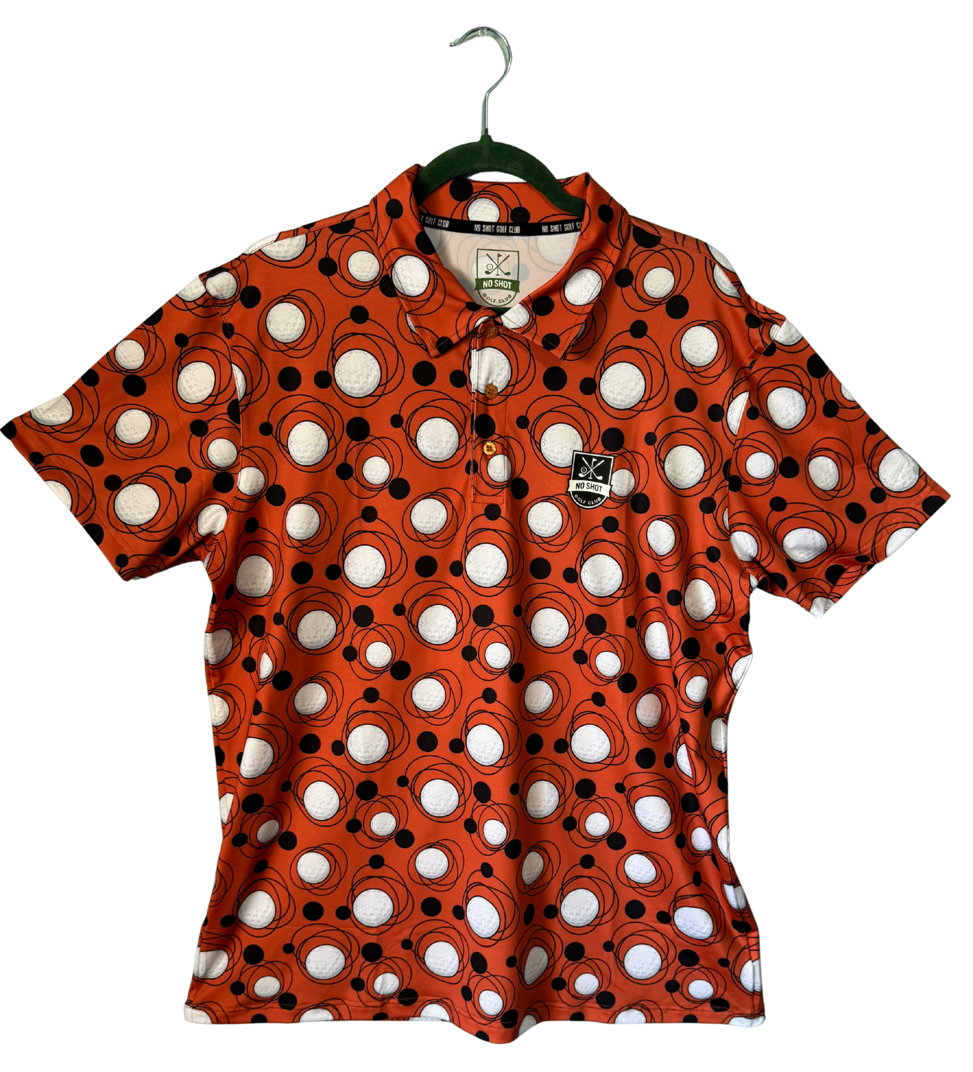 Burnt Orange, Black & White Golf Galaxy Polo – Premium Golf Shirt | No Shot Golf Club