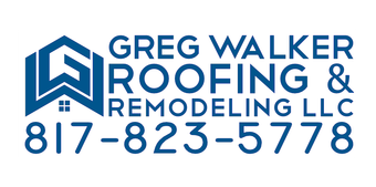 Greg Walker Roofing & Remodeling LLC logo with blue text and phone number 817-823-5778