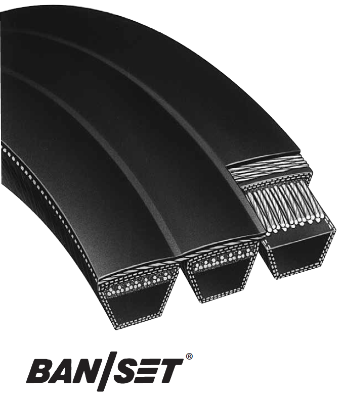 Close-up of three black banded V-belts; 