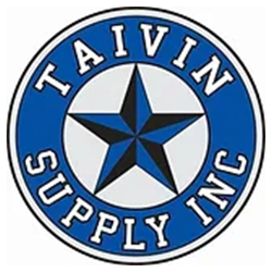 Blue circular logo with white text reading 