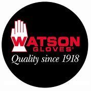 Watson Gloves logo: white hand graphic with red text