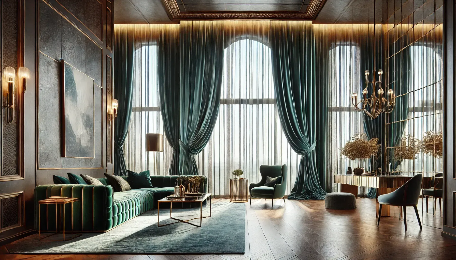 Elegant Floor-to-Ceiling Velvet Drapes with Sheers