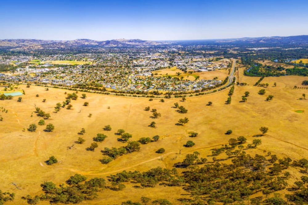 An Aerial View Of A Dry Grassy Field — Diverse Poolcare–Pool Fence Inspections & Compliance Certificates In Wodonga, VIC