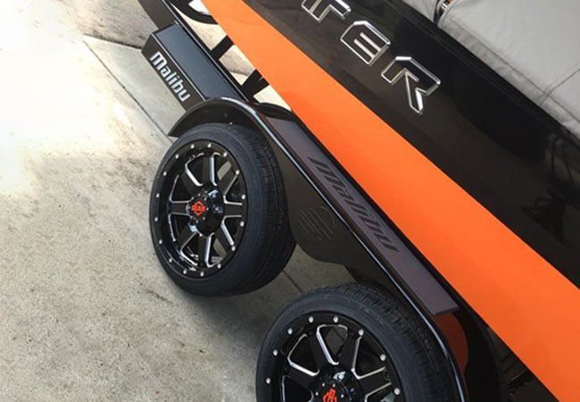 boat trailer with new wheel rims