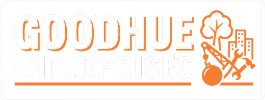Goodhue Minerals logo with orange text and mineral/mining icons on white background
