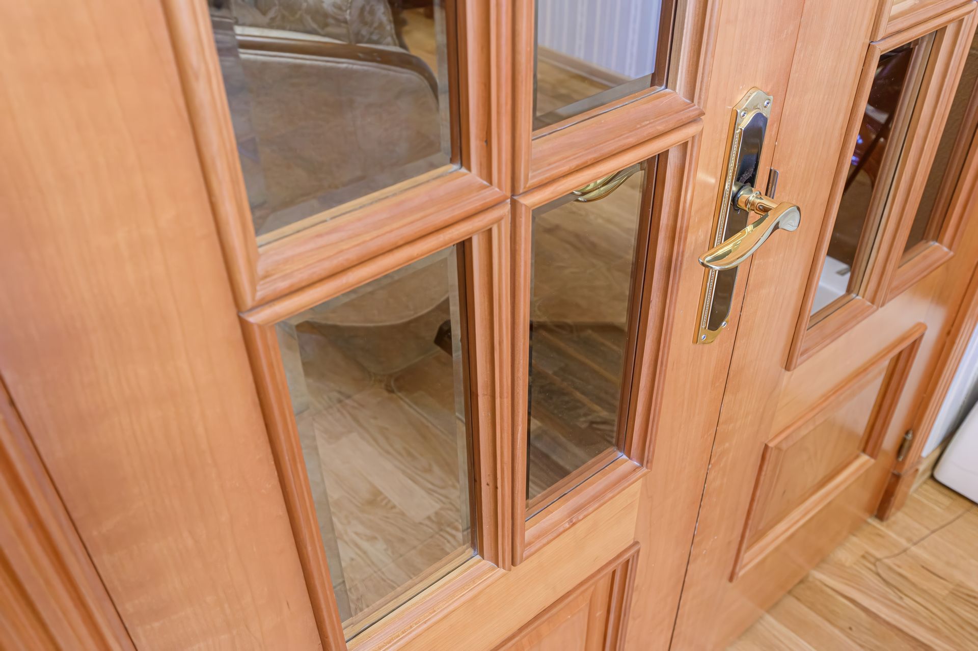 Wooden Glass-panelled Door With a Brass Handle — Lunny's Carpentry In Dubbo, NSW