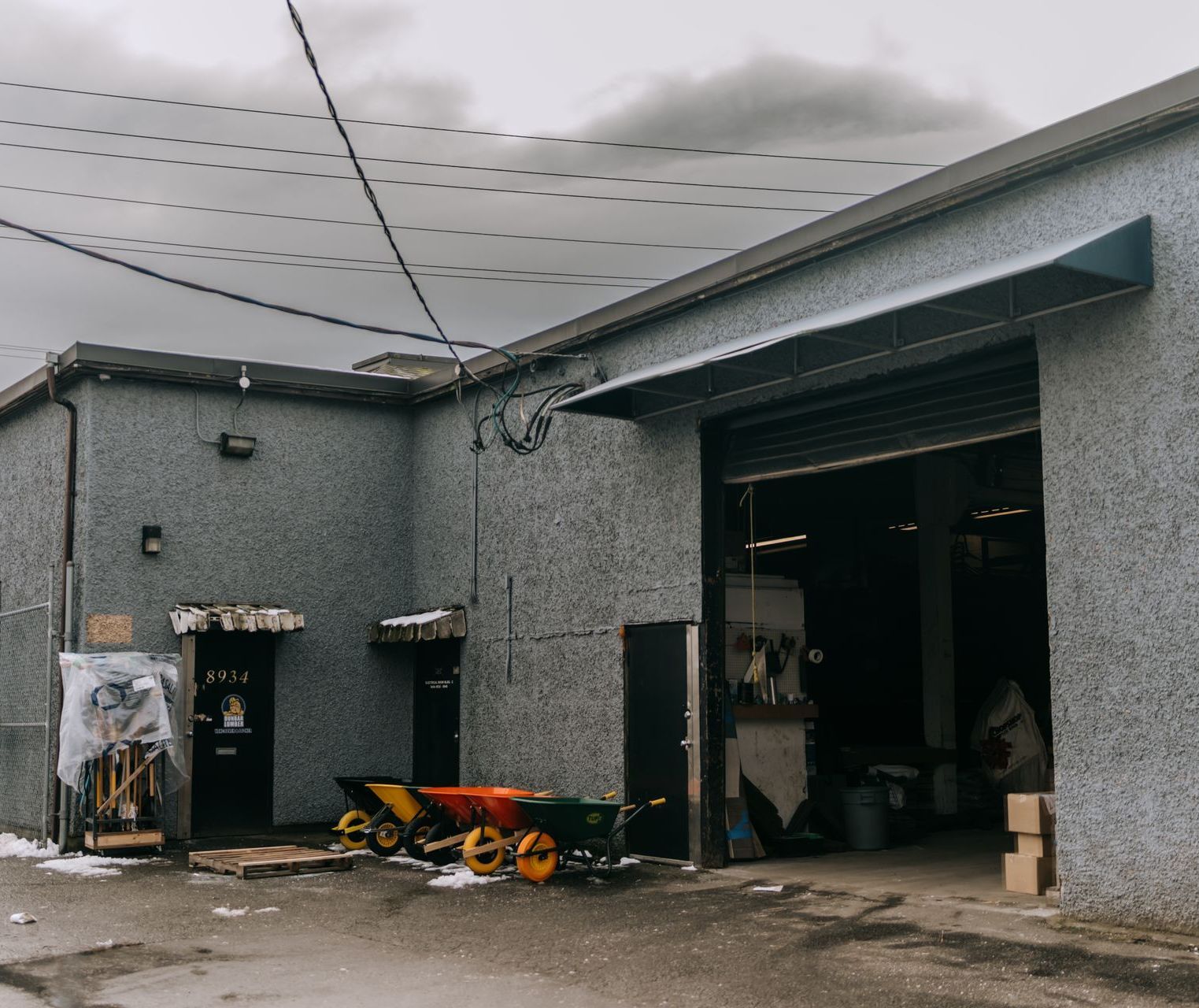Outside view of Dunbar Lumber Marine Drive warehouse.