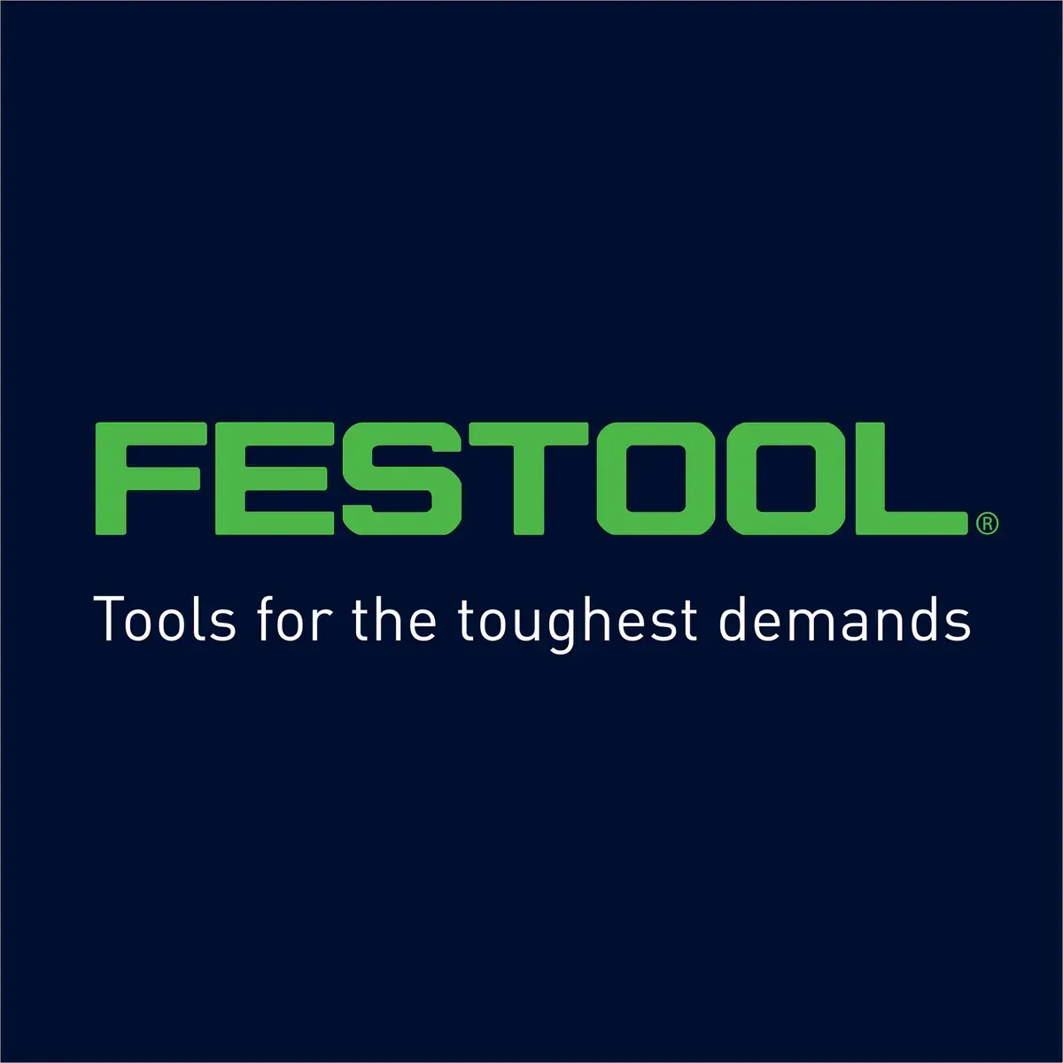 Festool logo on dark blue background with green text