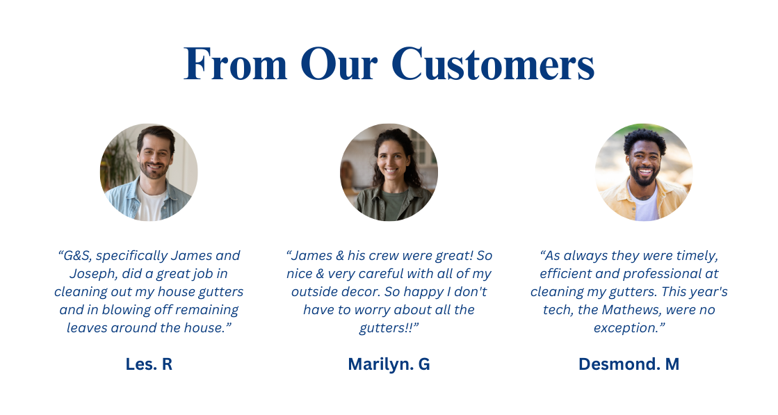 A picture of three people in circles with the words `` from our customers '' above them.