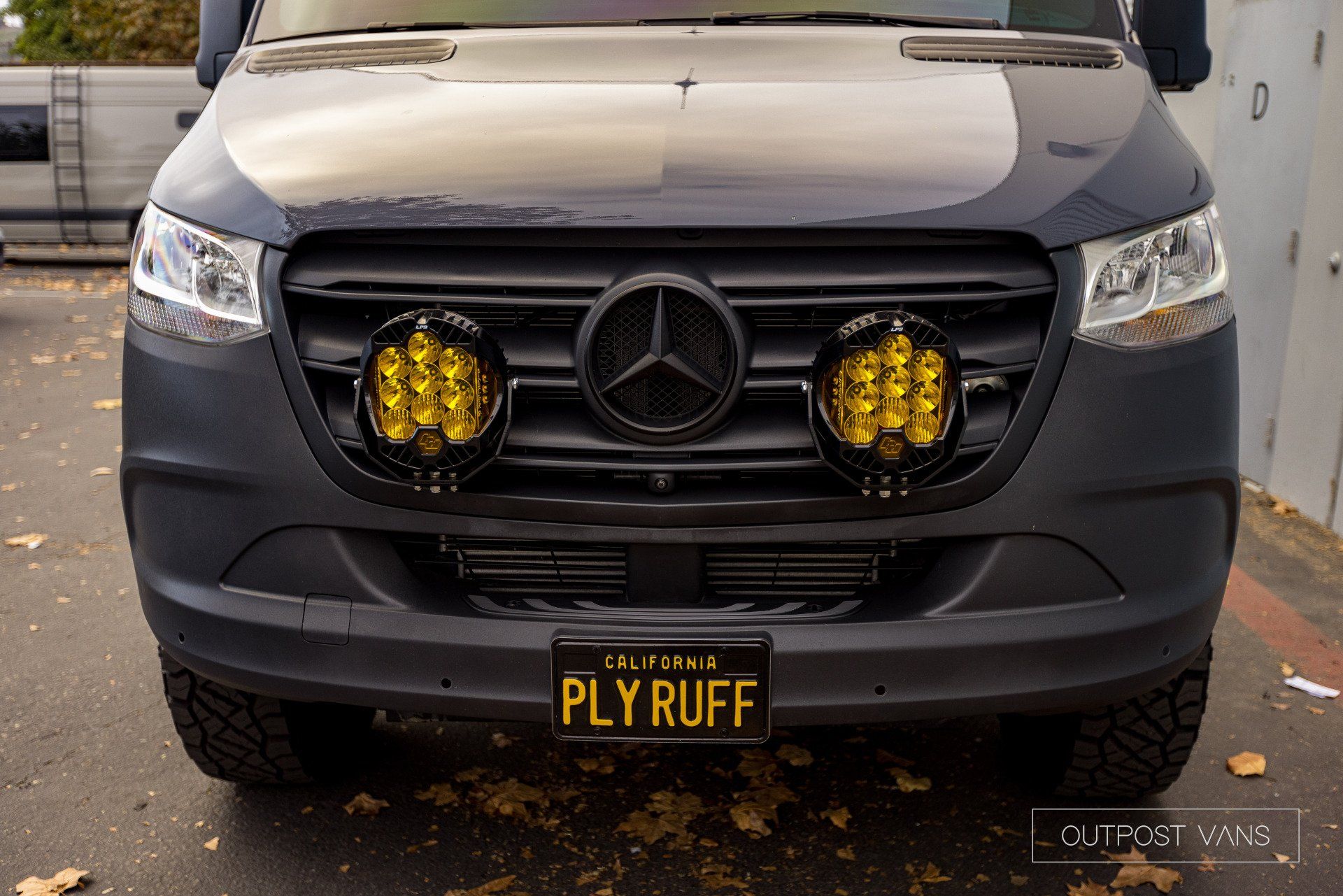 a mercedes van with a license plate that says ply ruff