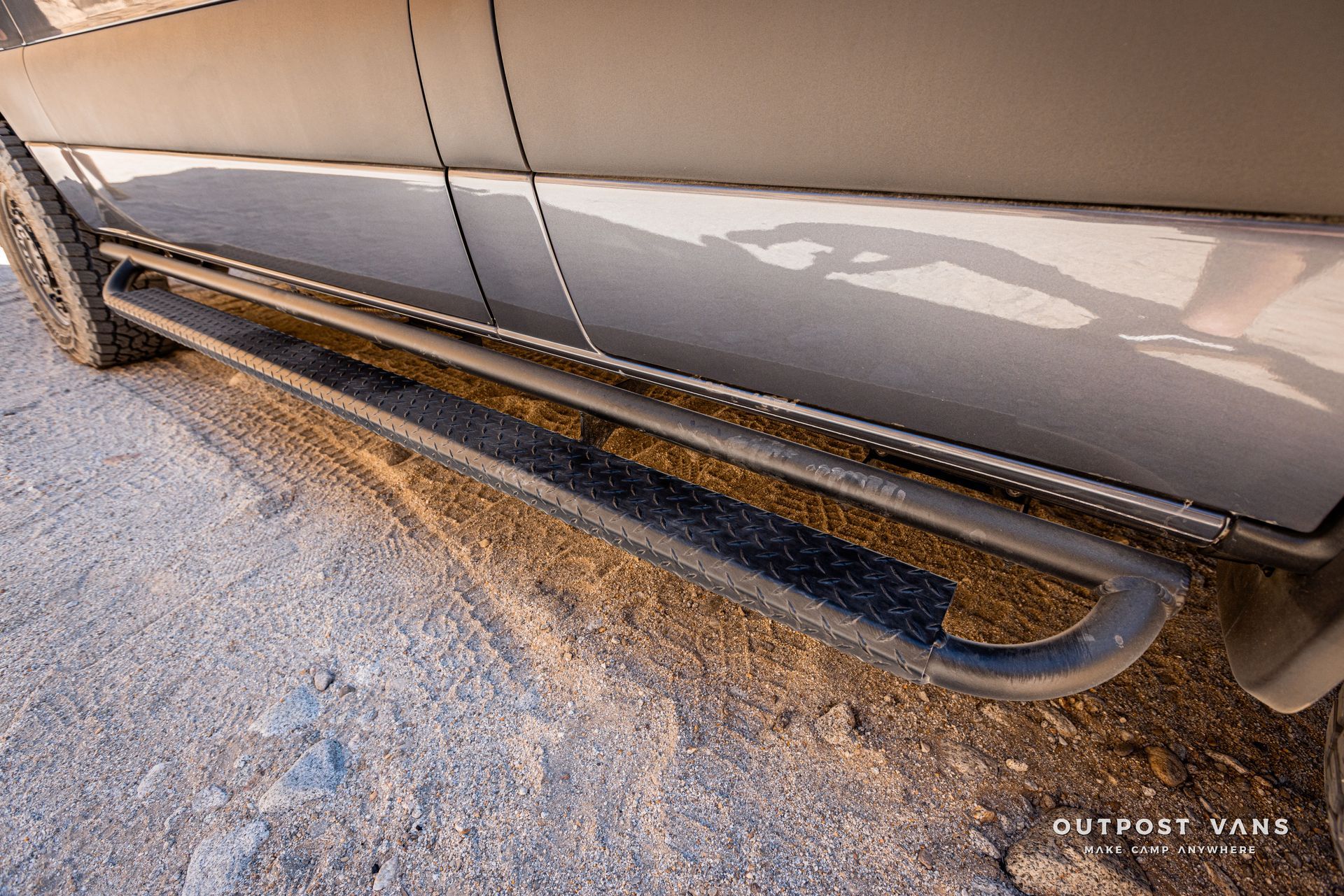 Aluminess nerf bars/side steps on a Sprinter van