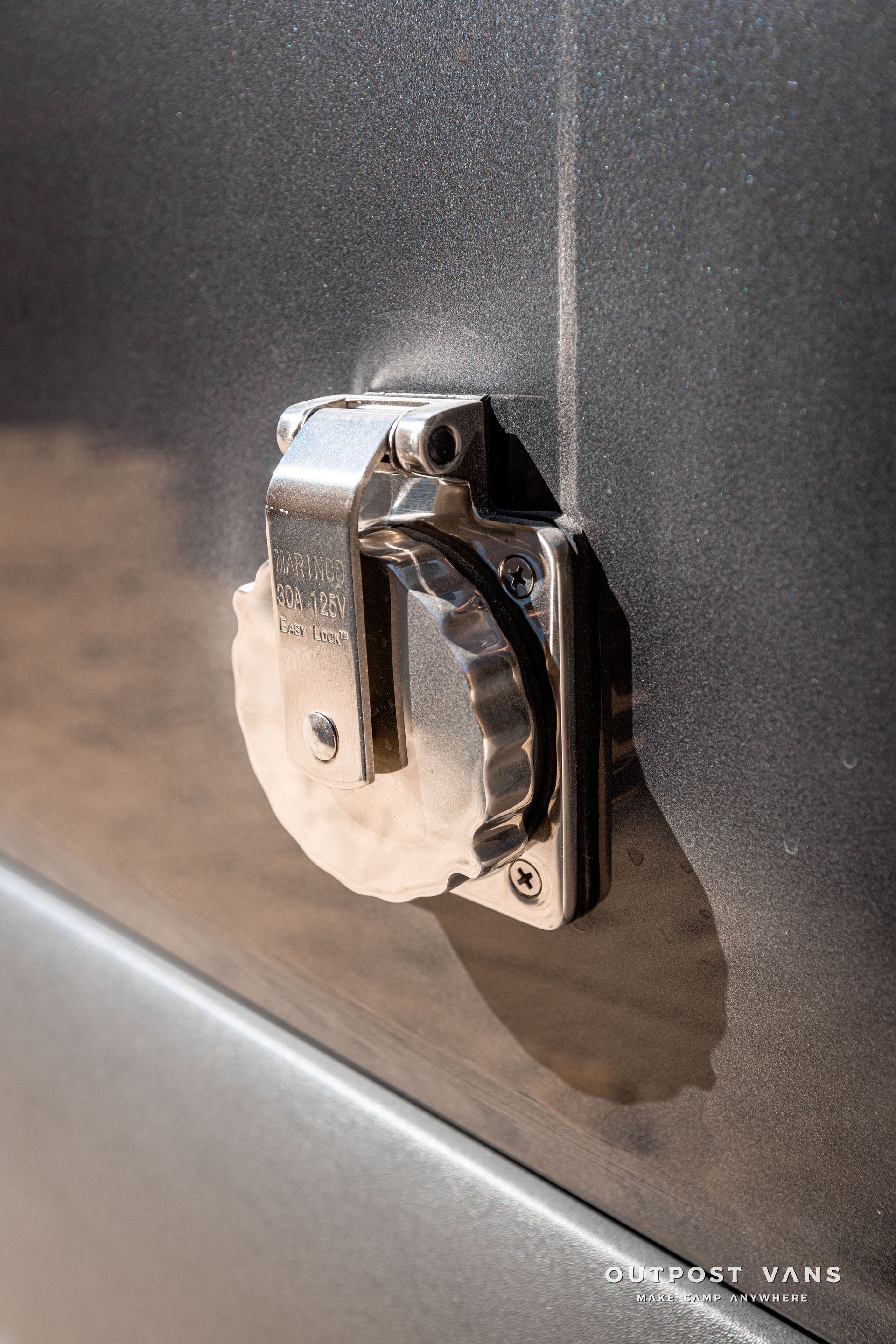 30A shore power plug on campervan