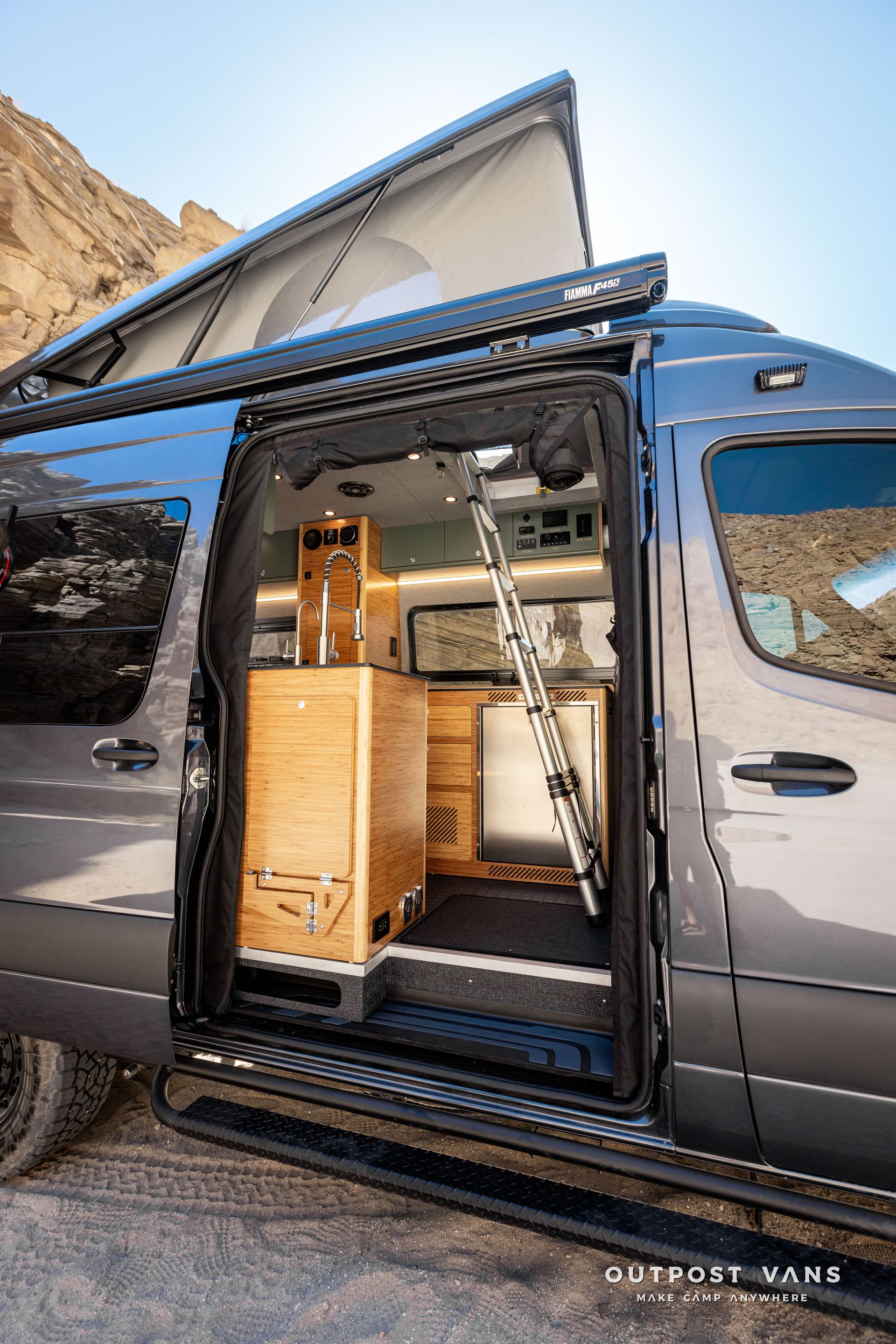 sca pop top ladder in outpost vans camper van