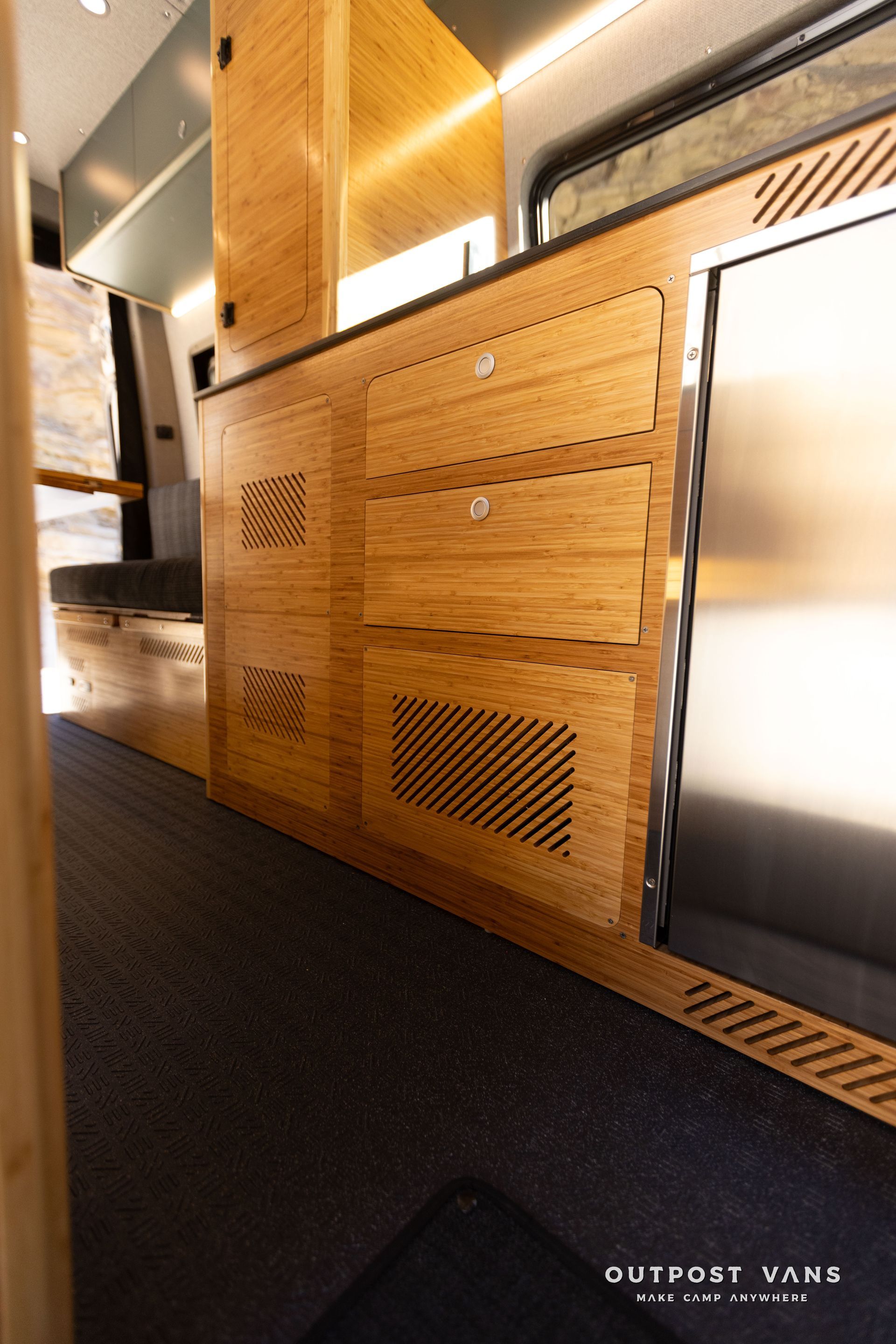 camper van custom cabinets bamboo