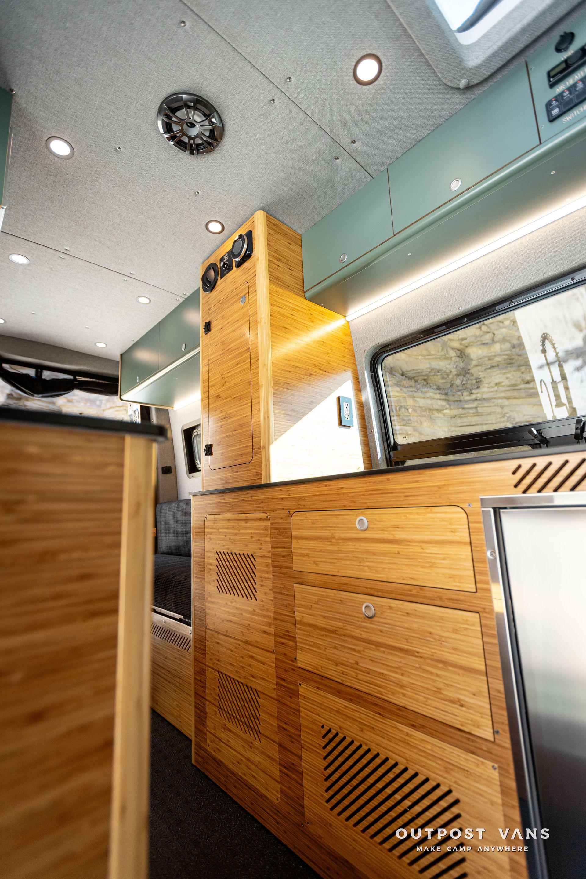 camper van custom cabinets bamboo
