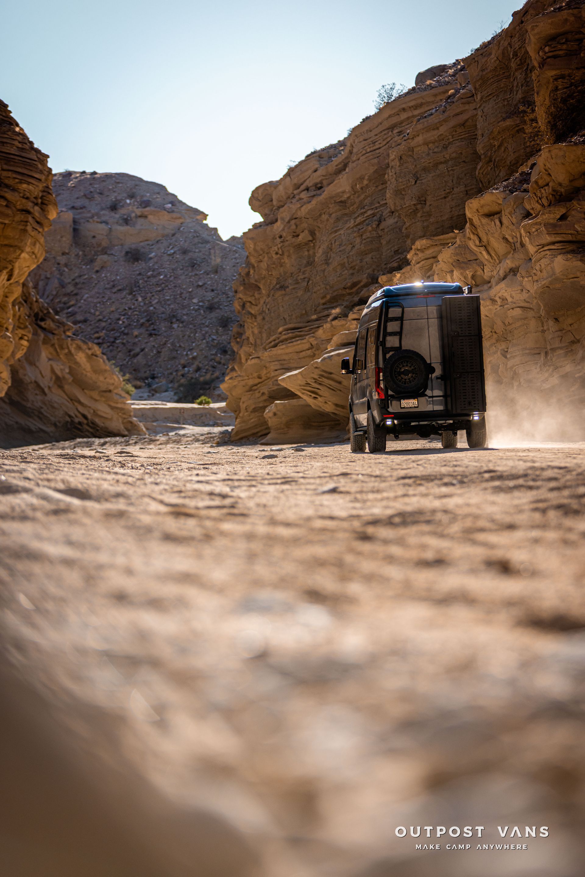 outpost vans driving down fish creek anza borrego