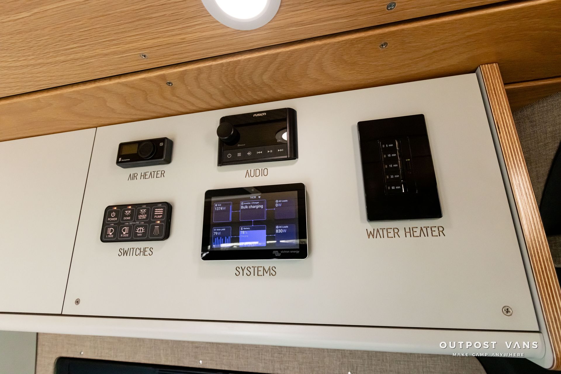 Monitoring console. Outpost vans Sprinter 170 AWD.