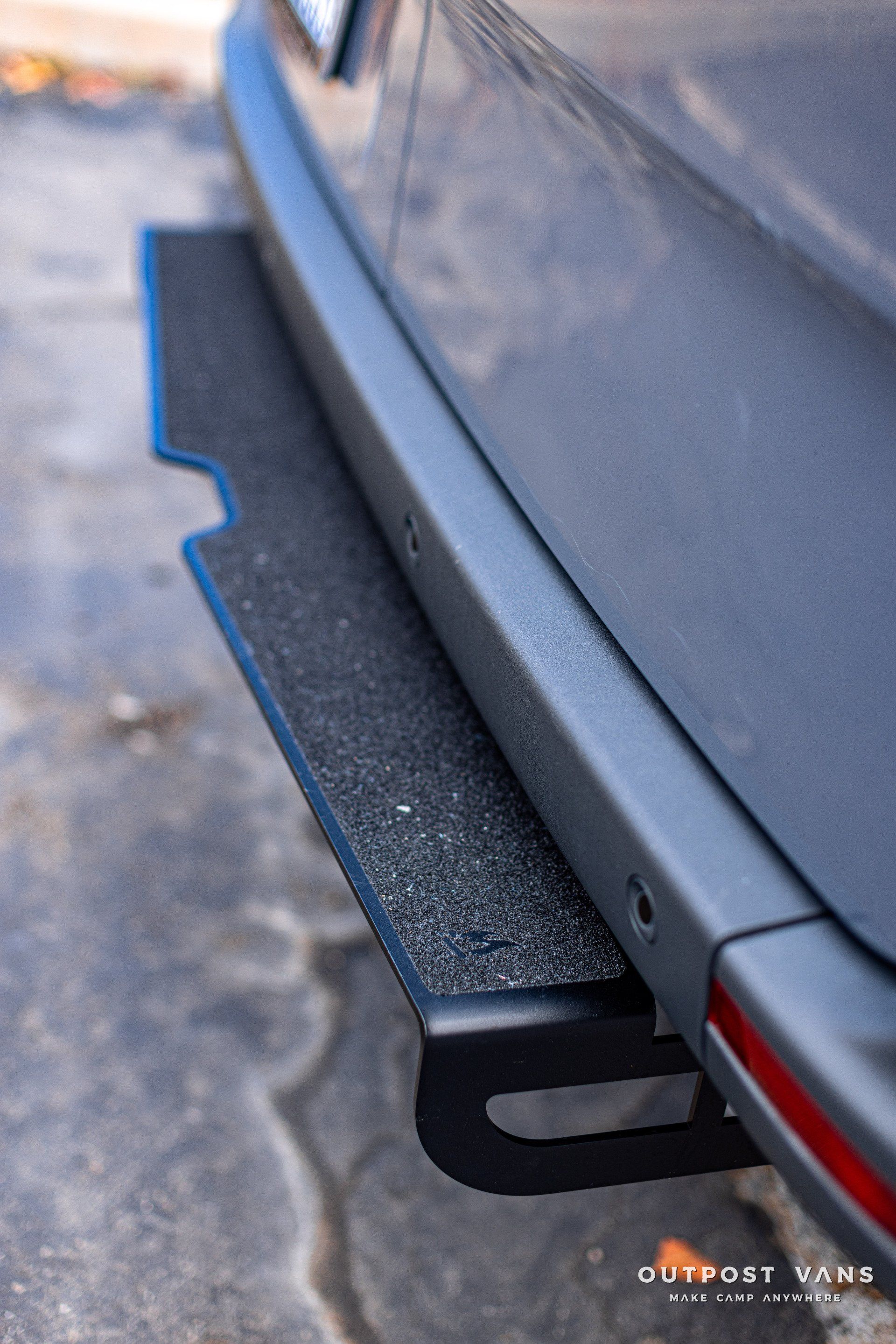 A close up of the rear bumper of a car