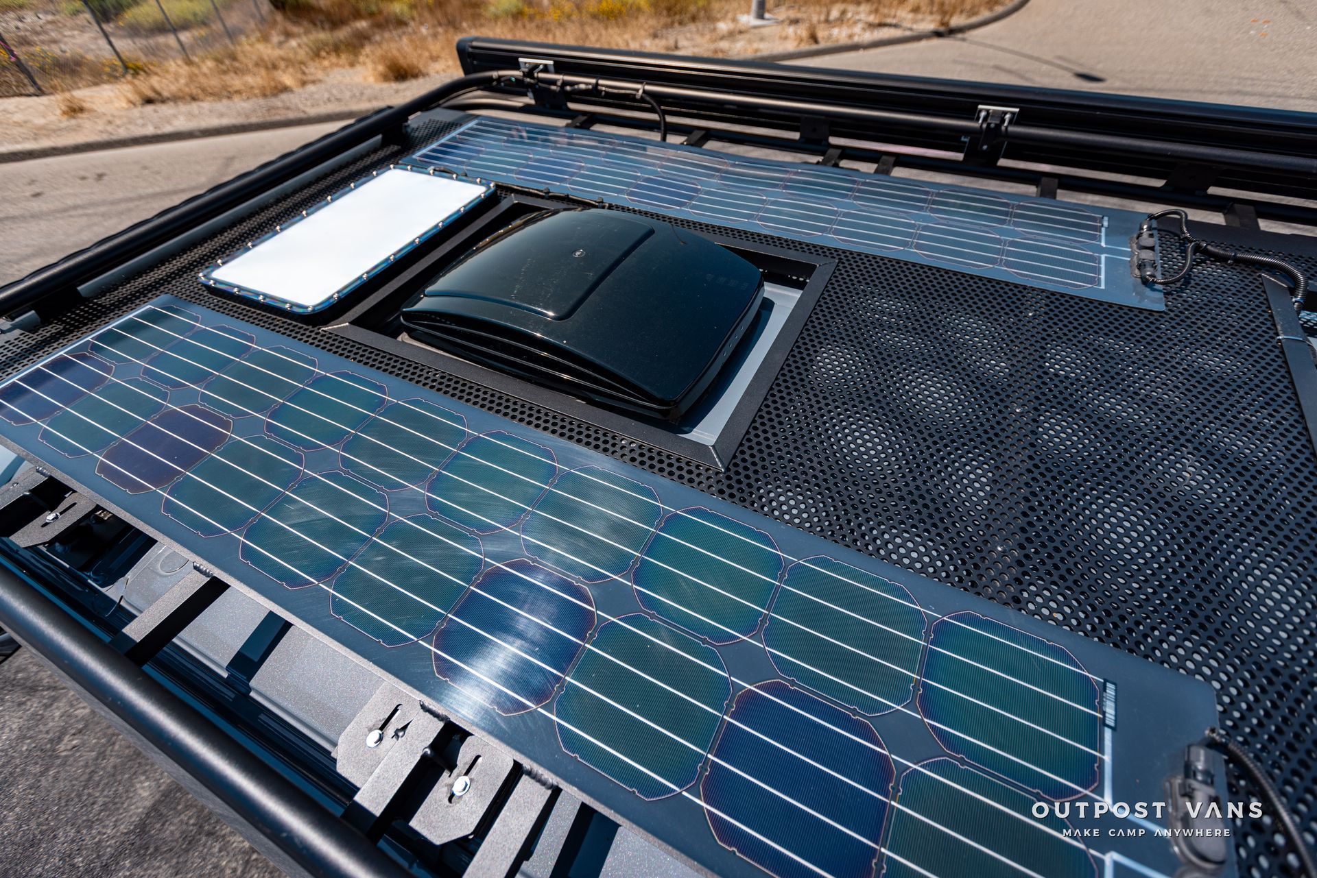 a close up of a solar panel on top of a vehicle .