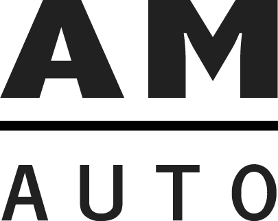 a black and white logo for am auto on a white background .