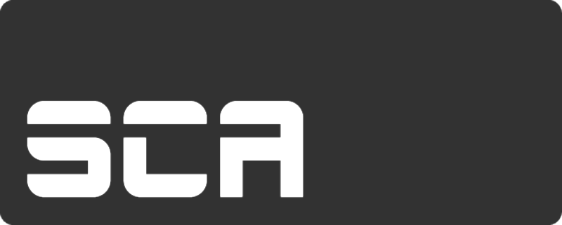a black and white logo for a company called sca
